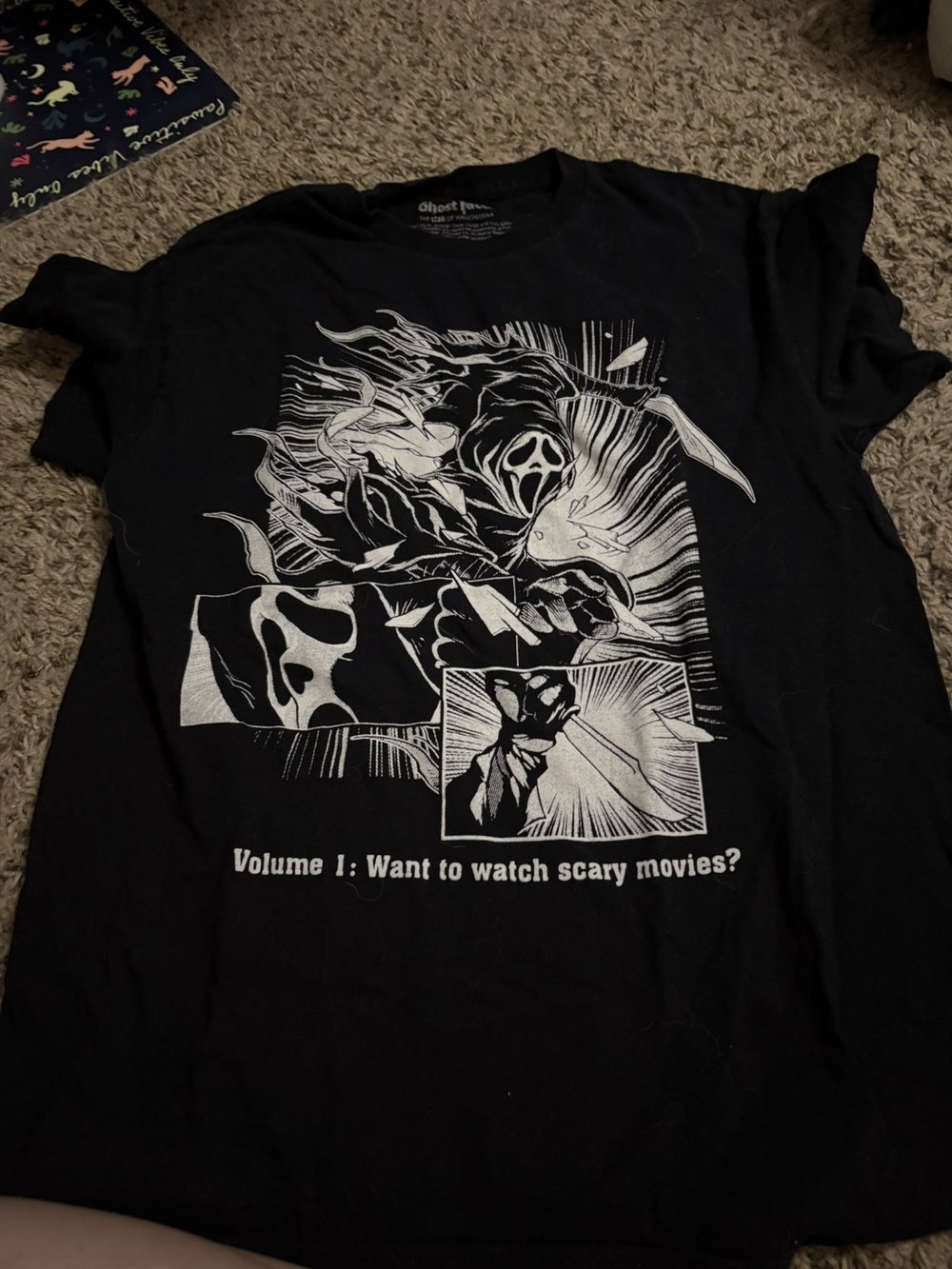 Black Graphic Tee - 'Want to Watch Scary Movies?'